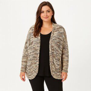 Hayden Brown Grey Cream Knit Crochet Sweater Cardigan Size Small / Medium